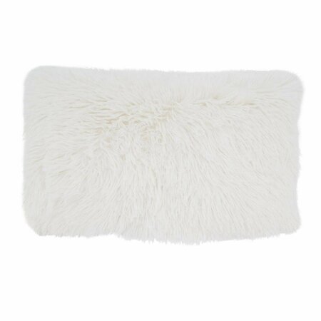 SARO 12 x 20 in. Classic Fax Fur Oblong Throw Pillow with Down Filling, Ivory 1601.I1220BD
